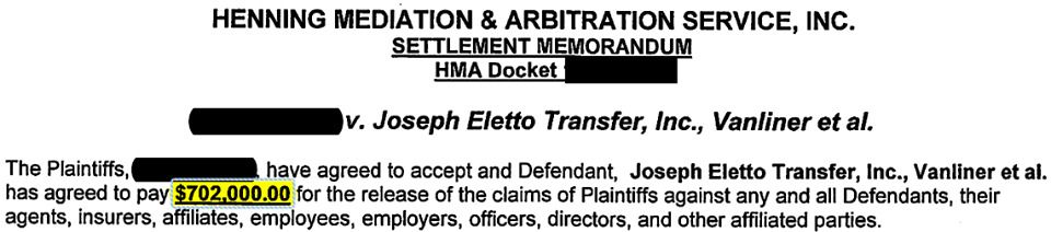 Settlement memorandum from truck accident case