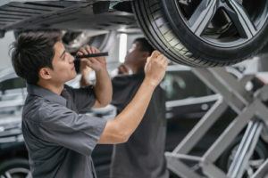 mechanic working on tires