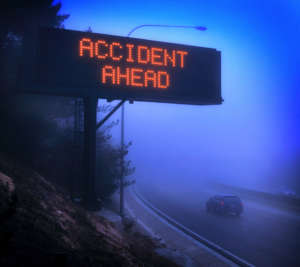 accident ahead warning sign