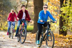 Group of bikers in the park