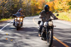 Group of friends riding motorcycles.