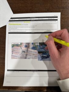 Filling out a GA police accident report.